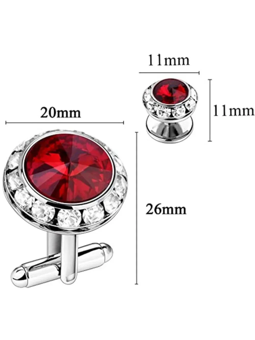 Me's Crystal Cufflinks and Tuxedo Studs Set
